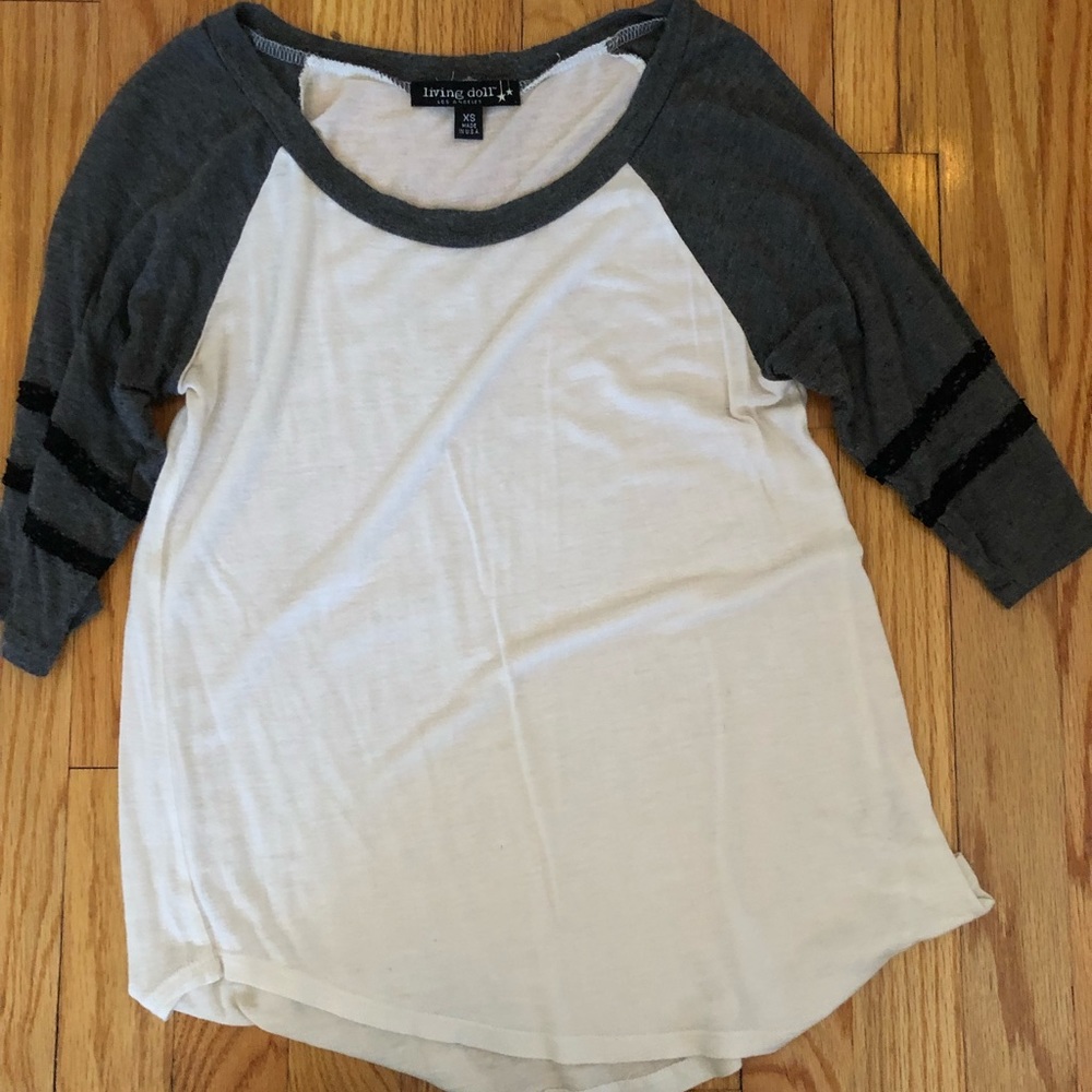 Gray lace baseball tee